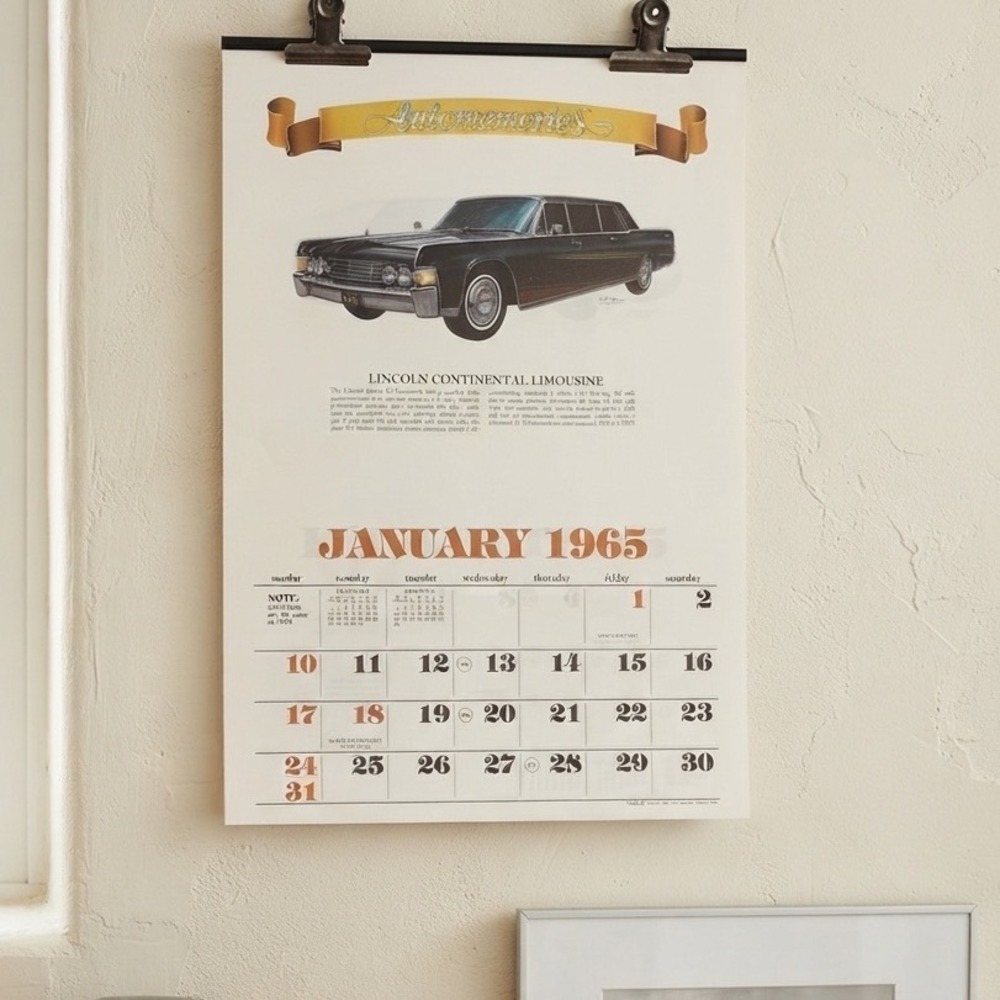 Automemories 1965 Vintage Style Car Wall Calendar Lincoln Pontiac Ford